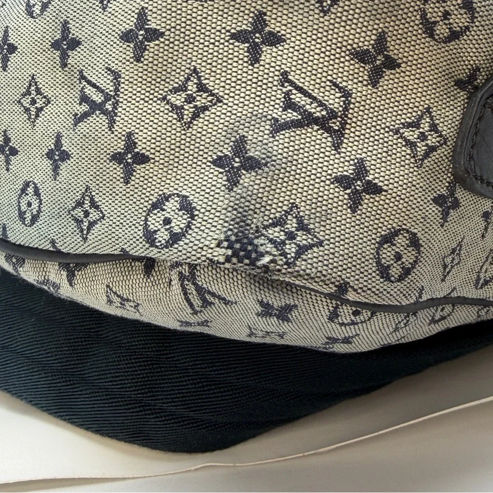 Louis Vuitton Vintage Blue Monogram Mini Lin Sac Maman 2003 Messenger Diaper Bag